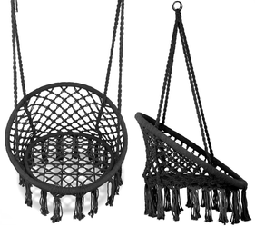 Wiszący fotel Bocianie gniazdo Krzesło ogrodowe czarne Goodhome L-151 BLACK