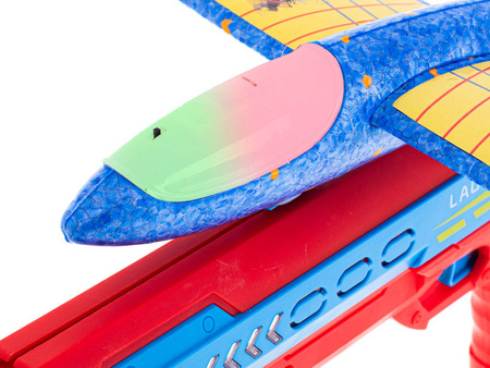 Pistolet automayczna wyrzutnia samolotów - LED czerw-niebies