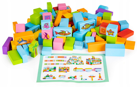 Drewniane klocki edukacyjne zestaw ocean dla dzieci sorter 100 sztuk Ecotoys SR19006