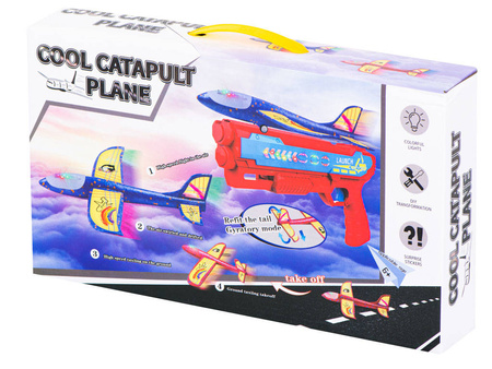 Pistolet automayczna wyrzutnia samolotów - LED czerw-niebies