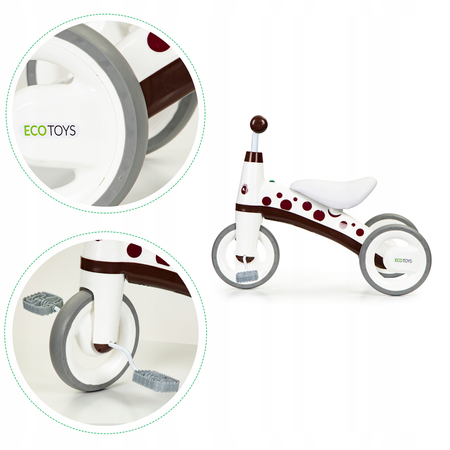 Rowerek biegowy z pedałami Rower trójkołowy dla dzieci Ecotoys biało-brązowy LC-V1850 WHITE