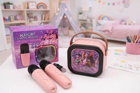 Zestaw karaoke dla dzieci głośnik mikrofony Huntrix K-popowe Łowczynie Demonów