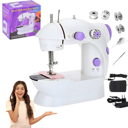 Przenośna mini maszyna do szycia z akcesoriami 2 tryby biało-fioletowa