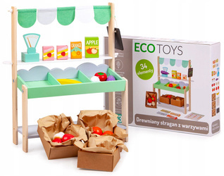Drewniany stragan sklep warzywniak dla dzieci akcesoria Ecotoys