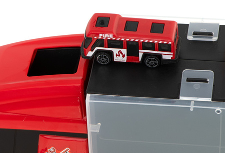 Duża ciężarówka Transporter Garaż dla samochodów z zestawem autek Straż Pożarna dla dzieci