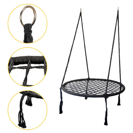 Wiszący fotel Bocianie gniazdo Krzesło ogrodowe czarne Modernhome GW-908 BLACK