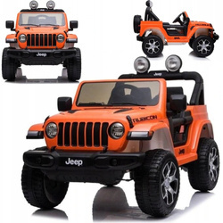 Samochód na akumulator Jeep Wrangler Rubicon pomarańczowy elektryczny Auto dla dzieci 2 silniki światła LED