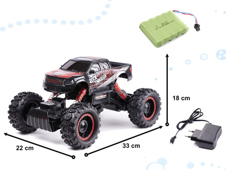 Duży samochód zdalnie sterowany Rock Crawler Pick-up Auto RC 1:14 4WD czerwony