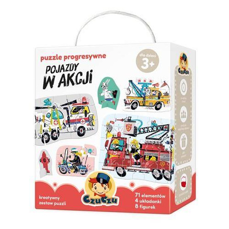 CzuCzu Puzzle progresywne - Pojazdy w akcji - 71 elementów