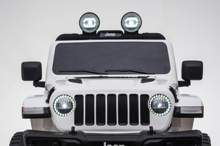 Samochód na akumulator Jeep Wrangler Rubicon elektryczny Auto dla dzieci 2 silniki światła LED biały