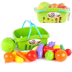 Zestaw spożywczy zielony koszyk zakupowy z owcami i warzywami dla dzieci