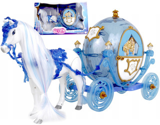 Świecąca karoca z chodzącym koniem dla lalek kareta dla dzieci
