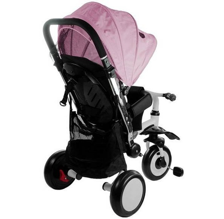 Rowerek trójkołowy dla dzieci wózek spacerówka z daszkiem PRO400 różowy