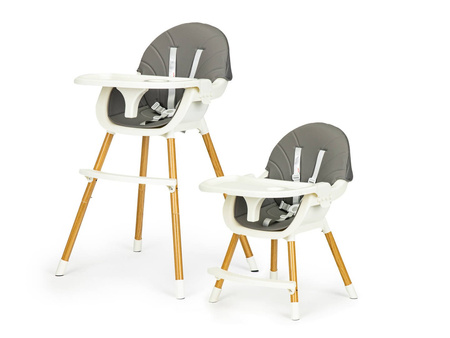Krzesełko Fotelik do karmienia z tacką dla dzieci szary Ecotoys HA-004 GRAY