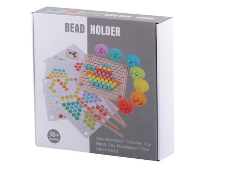 Drewniana układanka - Mozaika z koralików Montessori