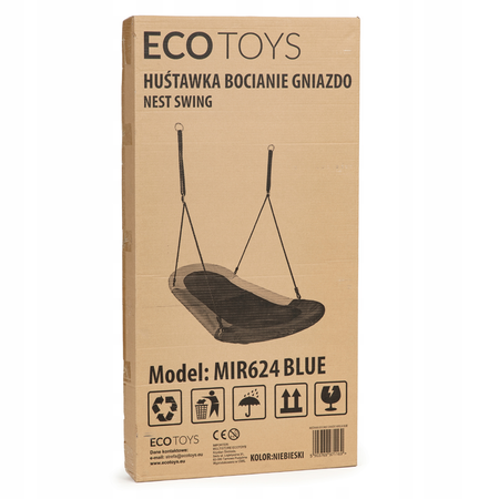 Duża huśtawka ogrodowa Bocianie gniazdo dla dzieci XXL Ecotoys niebieska MIR624 BLUE