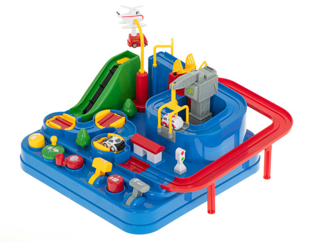 Interaktywny tor samochodowy z przeszkodami dla dzieci 4 samochody Wyścigi pojazdów Parking dla autek