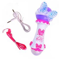 Interaktywny mikrofon karaoke dla dzieci biało-różowy nagrywanie piosenek odtwarzanie mały artysta