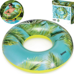 Dmuchane koło do pływania zielone w palmy 119 cm Bestway