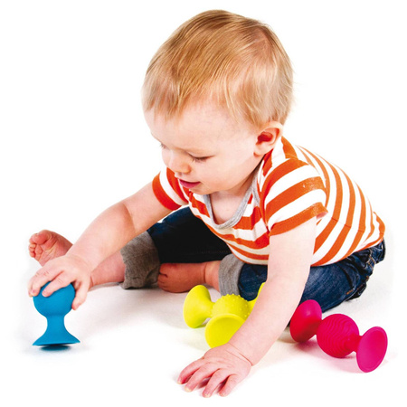 Bobo Przyssawki 3 silikonowe grzechotki Gryzaki dla dzieci PipSquigz Fat Brain Toys FA089-1 