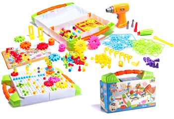 Zestaw edukacyjny konstrukcyjny dla dzieci Klocki do układania Wkrętarka Układanka w walizce 181 elementów