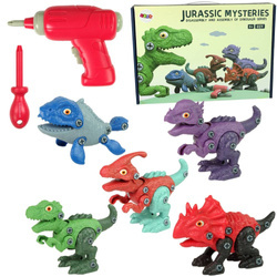 Zestaw pięciu dinozaurów do rozkręcania majsterkowanie śrubokręt wiertarka