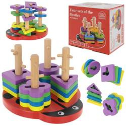 Drewniany sorter biedronka układanka zręcznościowo-logiczna dla dzieci montessori