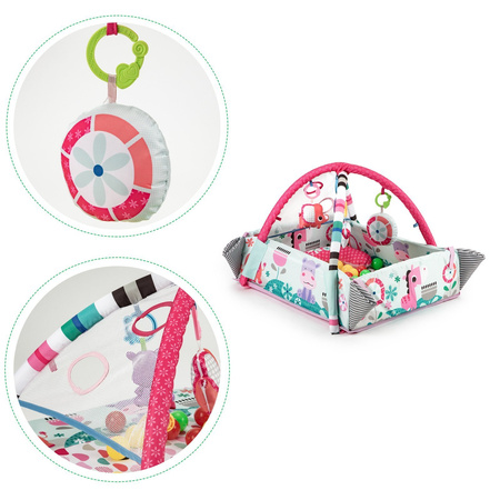 Wielofunkcyjna duża mata edukacyjna dla dzieci Kojec z piłeczkami Zwierzątka 3w1