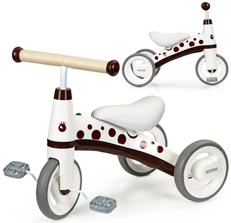 Rowerek biegowy z pedałami Rower trójkołowy dla dzieci Ecotoys biało-brązowy LC-V1850 WHITE