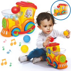 Interaktywna lokomotywa dla dzieci Edukacyjna ciuchcia z piłkami Nauka celowania HOLA