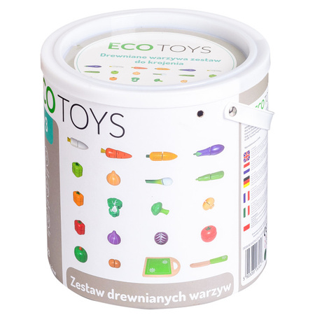 Drewniane jedzenie do krojenia owoce warzywa zestaw kuchnia 20 sztuk Ecotoys TL87113 