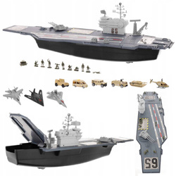 Zestaw wojskowy dla dziecka duży lotniskowiec pojazdy militarne żołnierzyki