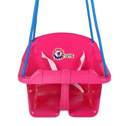 Huśtawka kubełkowa plastikowa dla dzieci różowa pas bezpieczeństwa