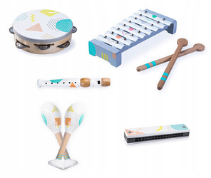 Zestaw muzyczny 5 drewnianych instrumentów dla dzieci Ecotoys