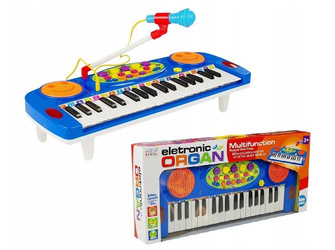 Zabawkowe pianinko organki dla dzieci mikrofon bębenek efekty świetlne 