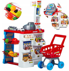 Sklep supermarket dla dzieci kasa fiskalna z akcesoriami czerwony