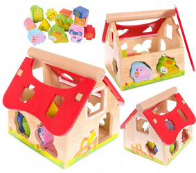 Drewniany domek sorter dla dzieci farma edukacyjna klocki Ecotoys