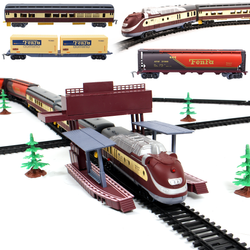 Duża kolejka elektryczna dla dzieci FENFA Pociąg z wagonami i akcesoriami