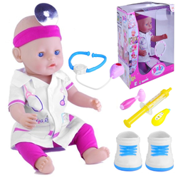 Interaktywna lalka Bobas Lekarz z akcesoriami dla dzieci Mówi Je i pije