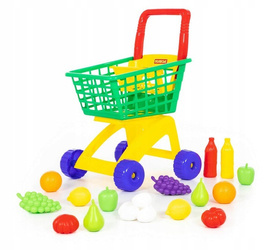 Zestaw koszyk sklepowy warzywa wózek na zakupy dla dzieci WADER 61904