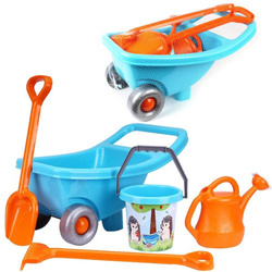 Zestaw narzędzi ogrodowych dla dzieci niebieskie taczki grabie łopata