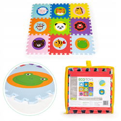 Mata edukacyjna dla dzieci Piankowe puzzle Zwierzęta Dywanik do pokoju dziecięcego 90cm ECOTOYS 