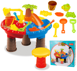 Stolik wodny Zestaw do kąpieli i piaskownicy Palma dla dzieci 22 elementy