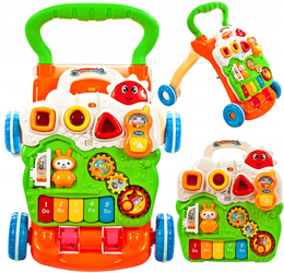 Interaktywny chodzik pchacz jeździk edukacyjny dla dzieci z zabawkami