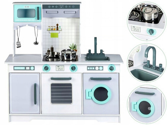 Duża drewniana kuchnia dla dzieci piekarnik akcesoria kuchenne Ecotoys