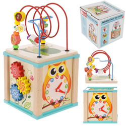 Drewniana kostka edukacyjna sensoryczna 5 płaszczyzn zabaw dla dzieci