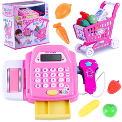 Zestaw Kasa fiskalna Koszyk sklepowy Wózek na zakupy dla dzieci z akcesoriami