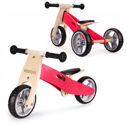 Rower rowerek biegowy drewniany jeździk dla dzieci Ecotoys YM-BB-01 PINK