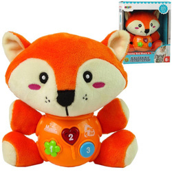 Interaktywny pluszowy lisek edukacyjny dla dzieci dźwięki melodie kołysanki
