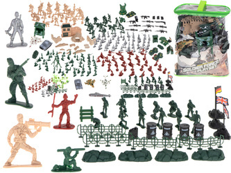 Duży zestaw żołnierzyków dla dzieci Baza wojskowa Figurki Samoloty Samochody Żołnierze Akcesoria 300 elementów